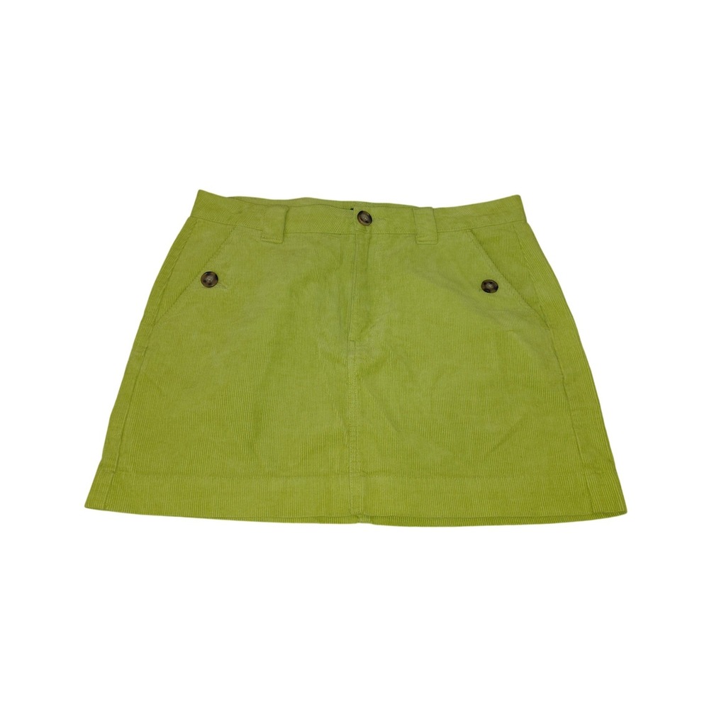 Wild Fable Lime Green Corduroy Mini Skirt Womens Size 10 Button Front Pockets
